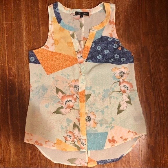 Sanctuary Far East Patchwork Sleeveless Boho Top Small - Picture 2 of 7